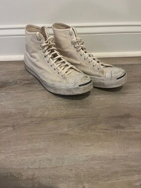 Converse High-Top Canvas Sneakers in Off-White